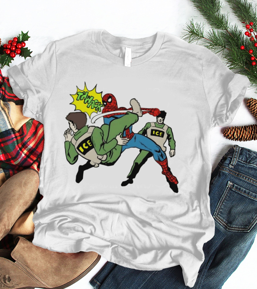 Spider Man Thwack ICE Agents Marvel Super Hero Action Scene T-Shirt