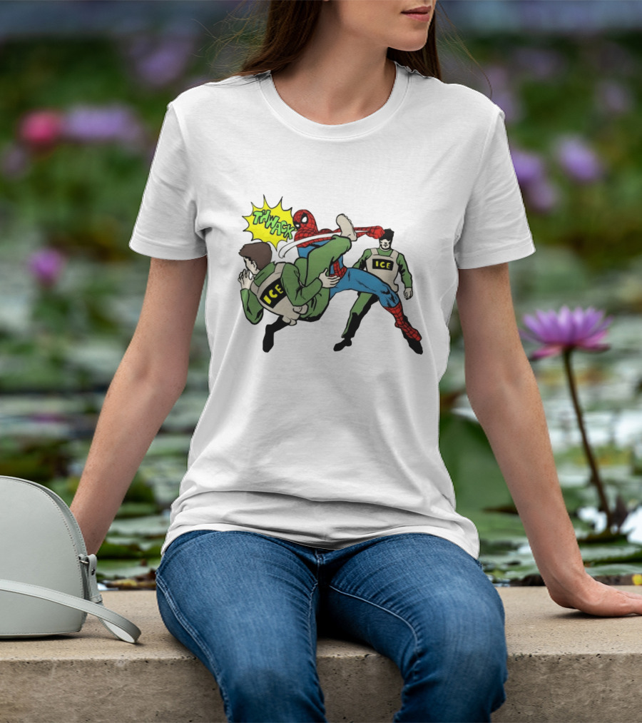 Spider Man Thwack ICE Agents Marvel Super Hero Action Scene T-Shirt