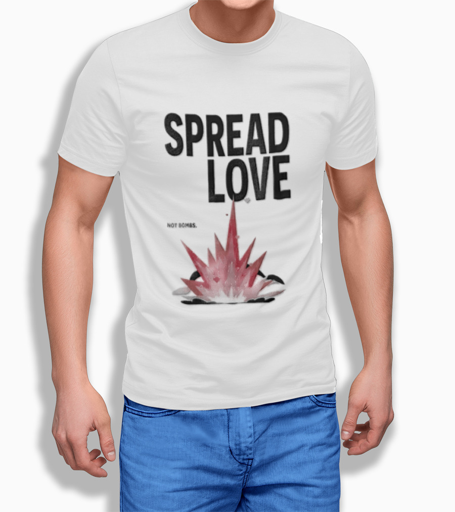 Spread Love NOT Bombs Pink Explosion Hearts T-Shirt