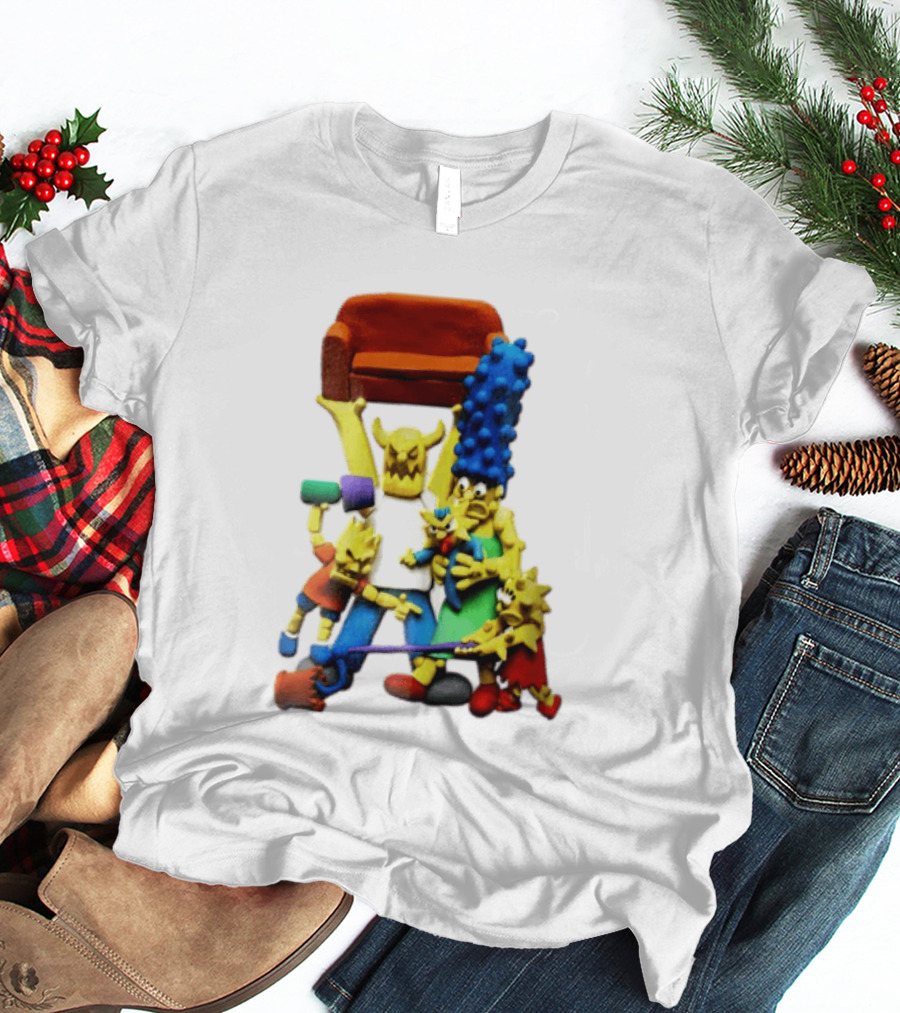 The Simpsons Claymation Family Couch Posing Scene T-Shirt