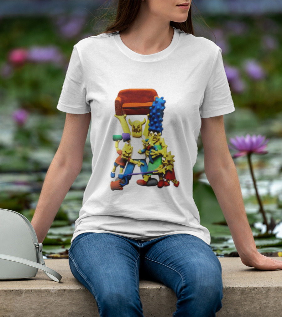 The Simpsons Claymation Family Couch Posing Scene T-Shirt