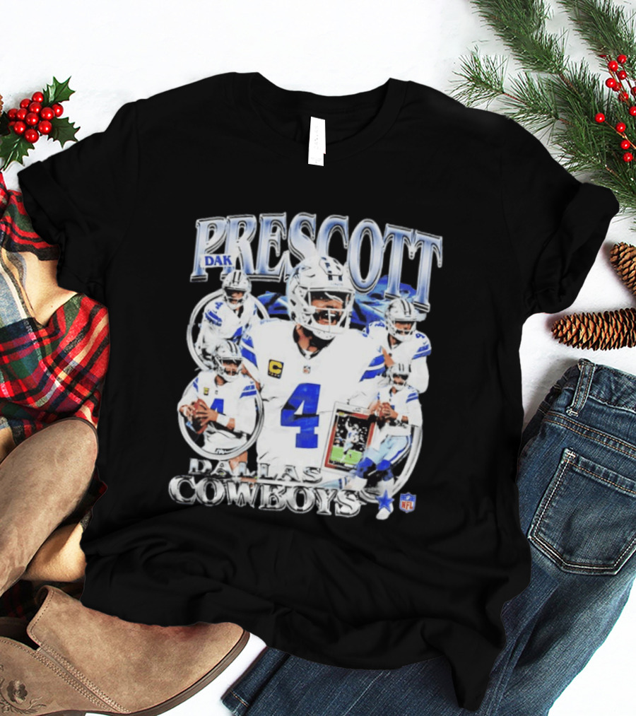 Dak Prescott Dallas Cowboys NFL Quarterback Collage T-Shirt
