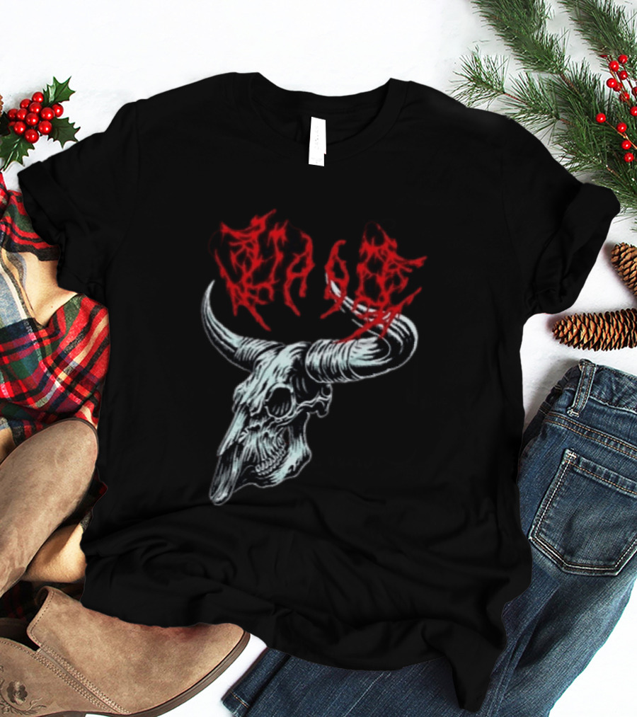 Merchdrop Upon A Burning Body Metal Texas Skull Red T-Shirt