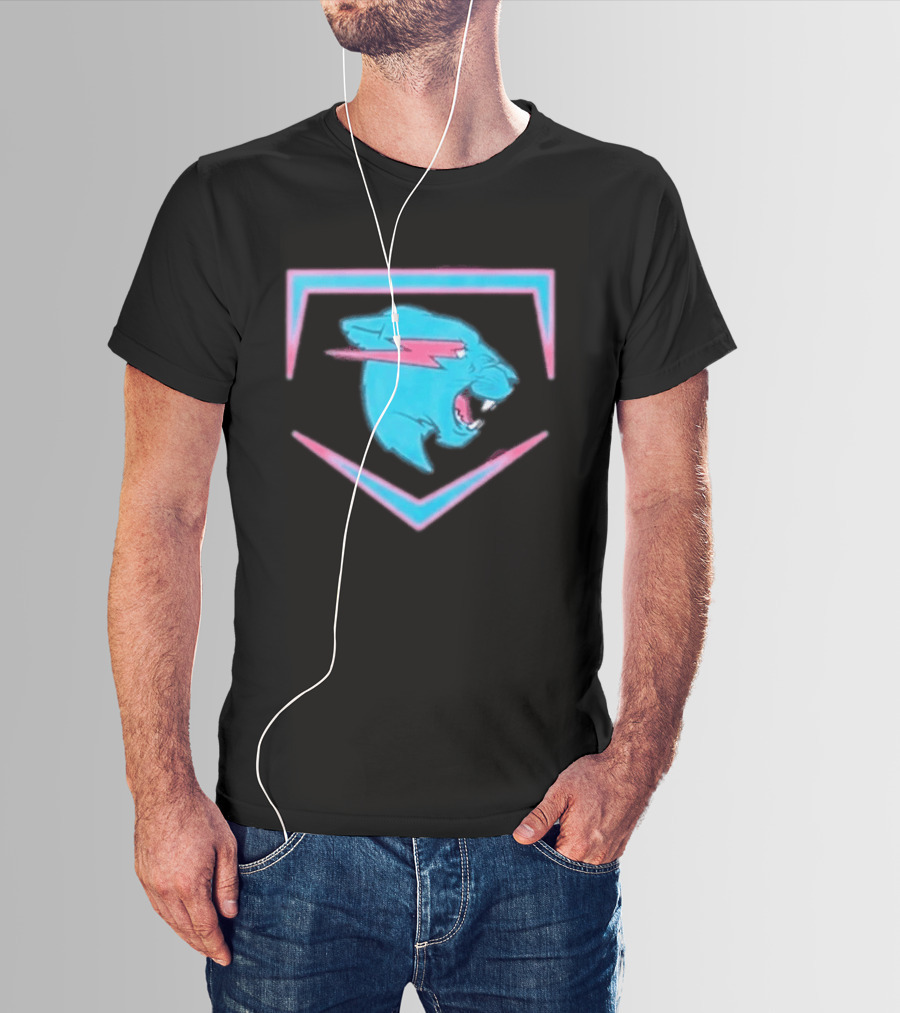 MrBeast Beast Edition Blue Panther Lightning Bolt T-Shirt