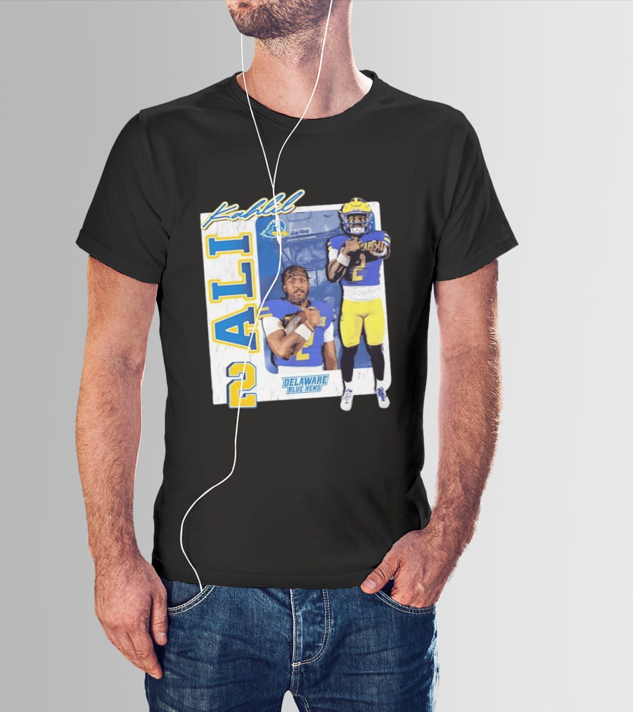 Kahlil Ali Delaware Blue Hens Football No 2 Collage T-Shirt