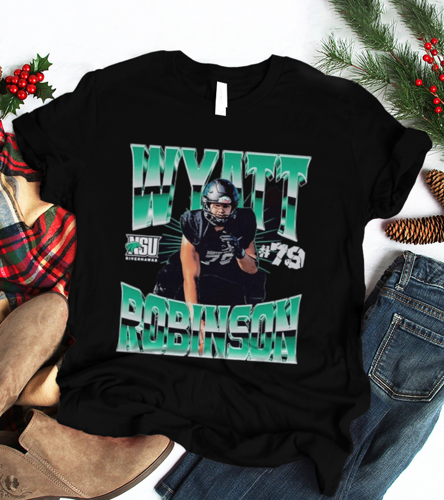 Northeastern State University RiverHawks Football Wyatt Robinson #79 T-Shirt