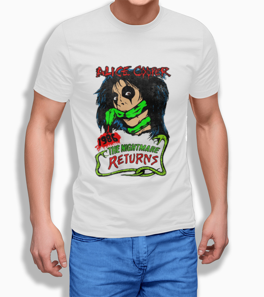 Alice Cooper The Nightmare Returns 1986 Constrictor Raglan T-Shirt