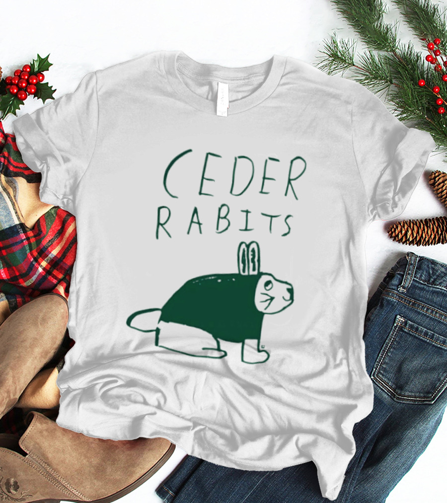 Cedar Rapids Ceder Rabits Playful Drawing T-Shirt