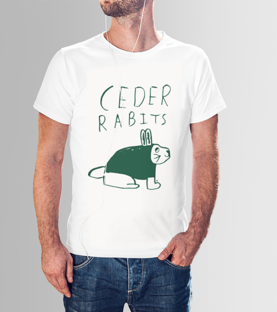 Cedar Rapids Ceder Rabits Playful Drawing T-Shirt