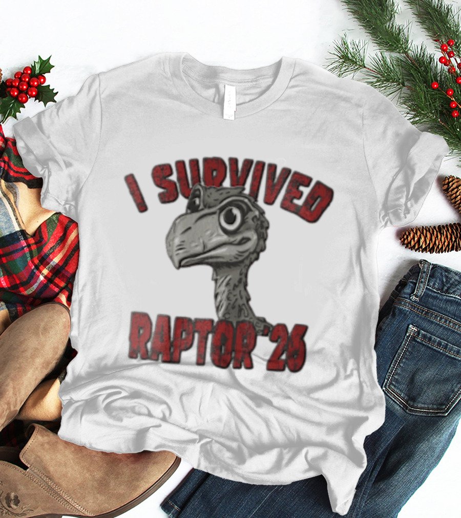 I Survived Raptor 26 Cartoon Dinosaur Head T-Shirt