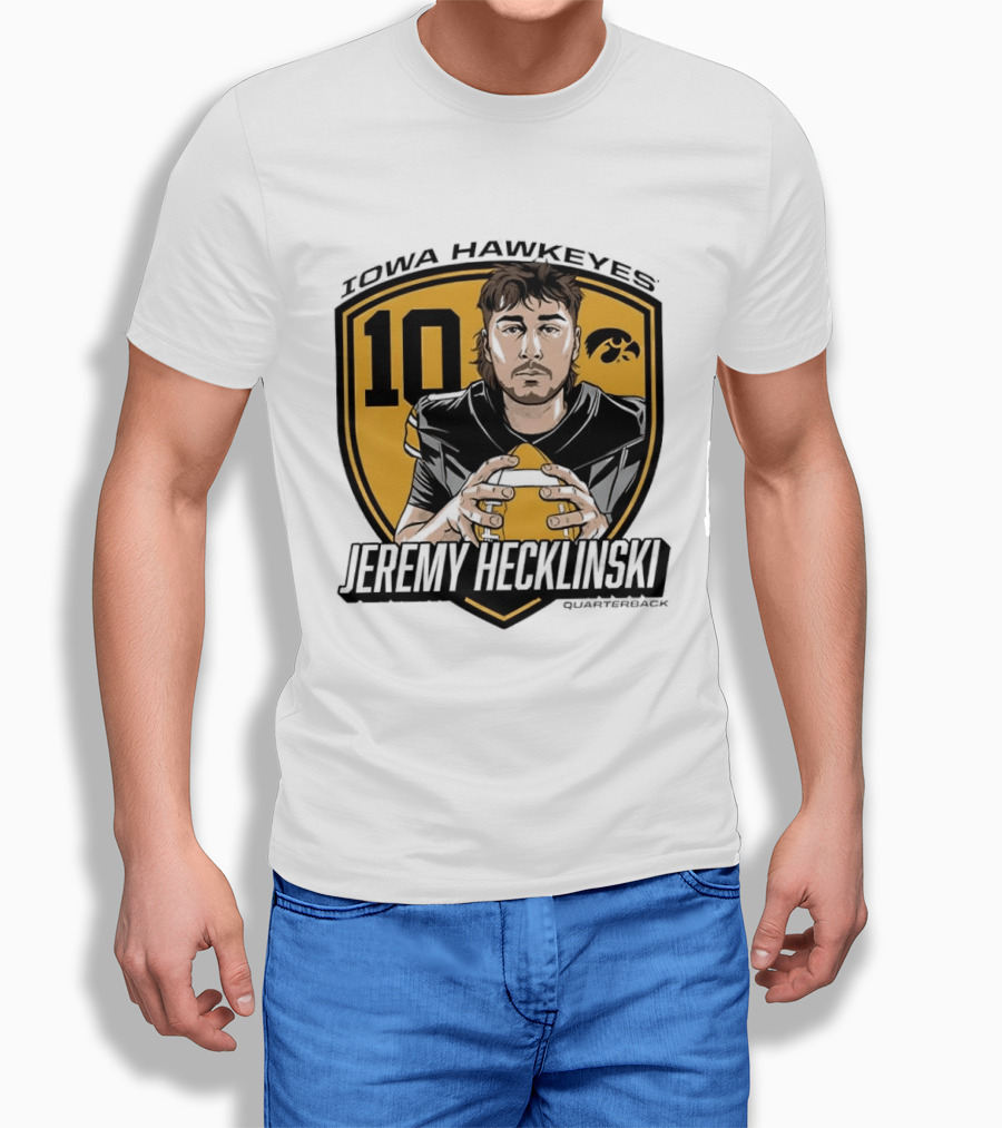 Iowa Hawkeyes 10 Jeremy Hecklinski Football Gold T-Shirt