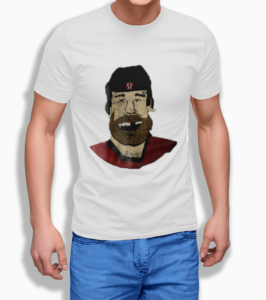 Lululemon Brent Burns Cartoon Hockey Player Missing Teeth T-Shirt