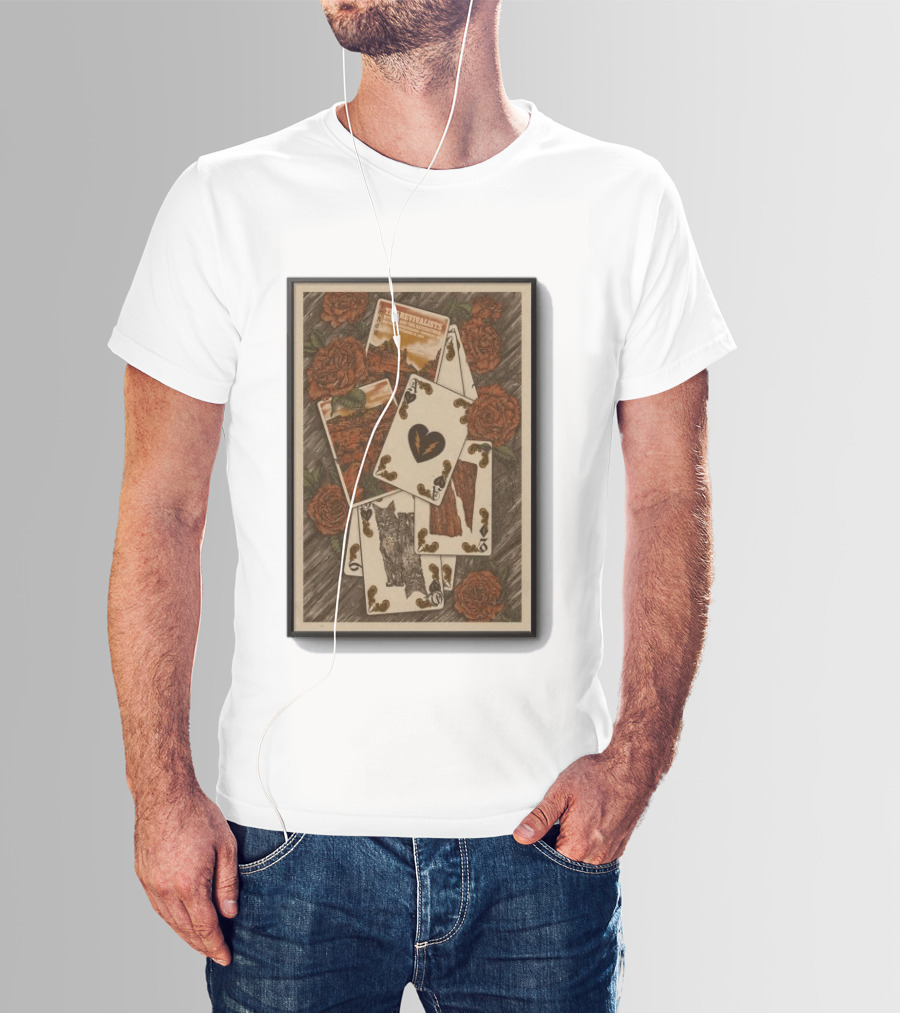 The Revivalists Red Rocks Amphitheatre Playing Cards Floral Art 9 25 2026 T-Shirt