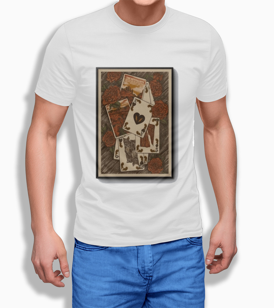 The Revivalists Red Rocks Amphitheatre Playing Cards Floral Art 9 25 2026 T-Shirt