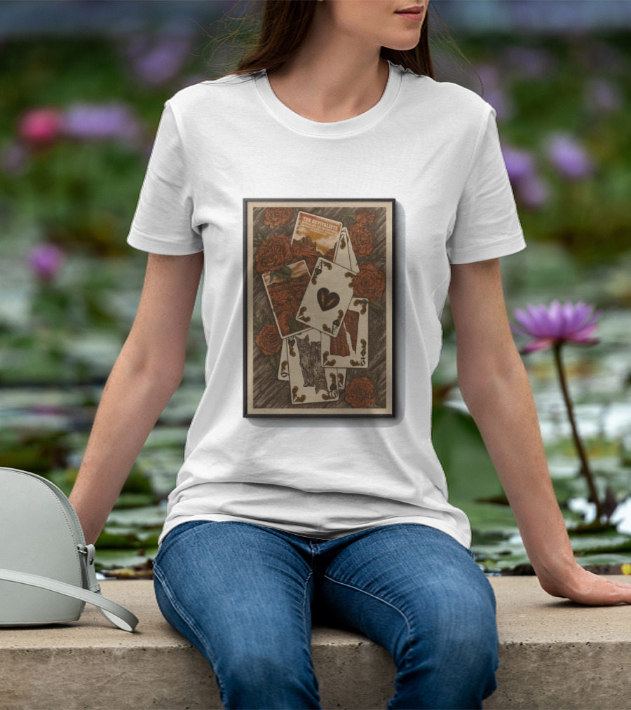 The Revivalists Red Rocks Amphitheatre Playing Cards Floral Art 9 25 2026 T-Shirt