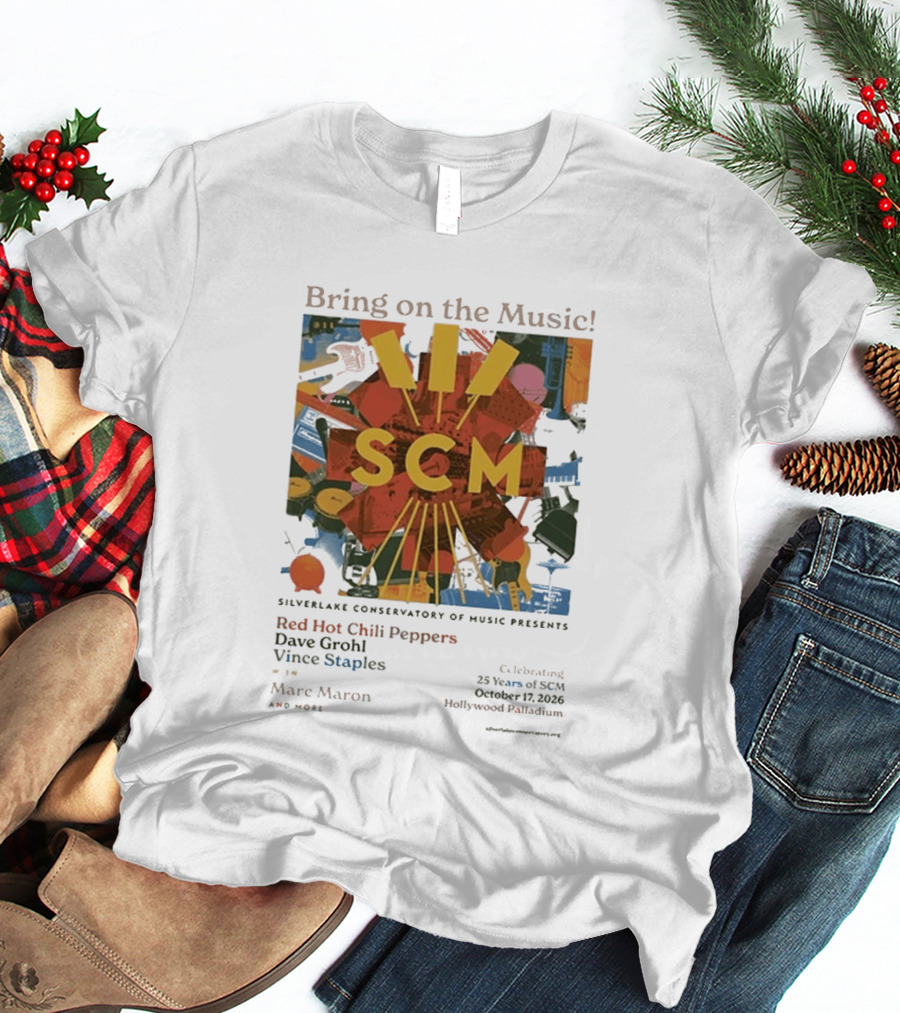 Bring On The Music Silverlake Conservatory Red Hot Chili Peppers Dave Grohl Vince Staples Event October 17 2026 Hollywood Palladium T-Shirt