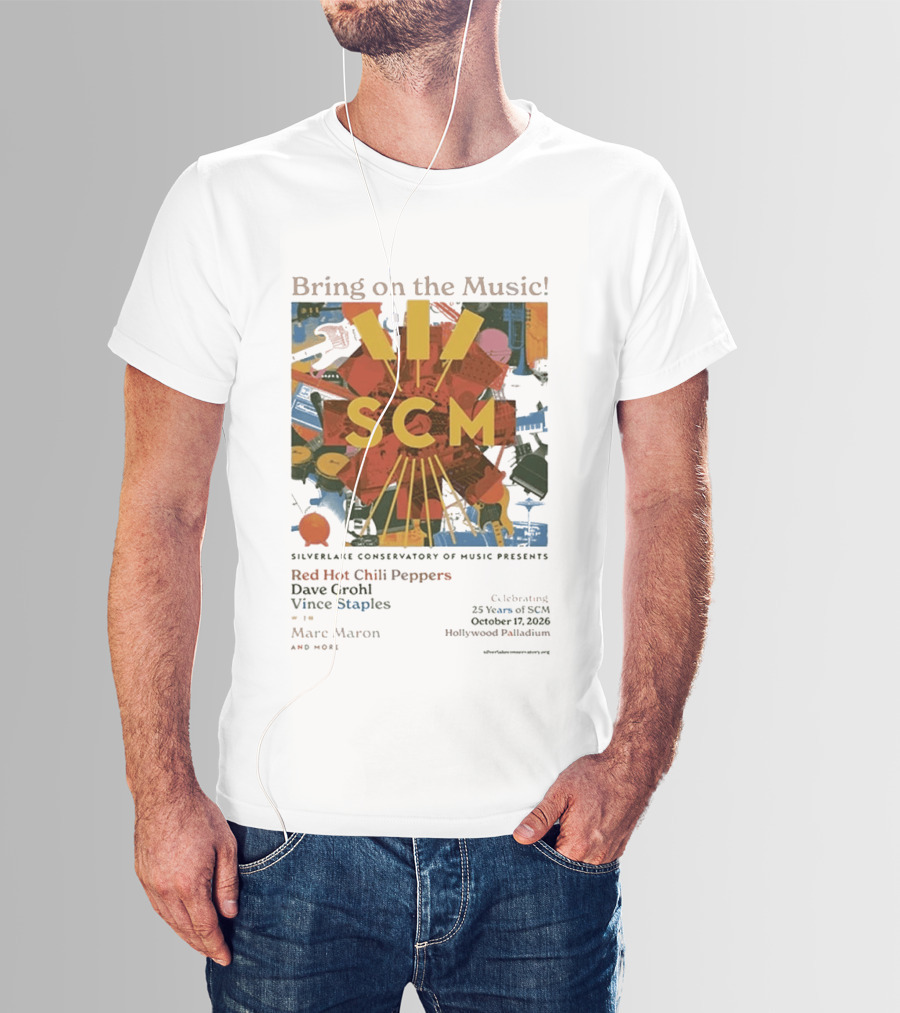 Bring On The Music Silverlake Conservatory Red Hot Chili Peppers Dave Grohl Vince Staples Event October 17 2026 Hollywood Palladium T-Shirt