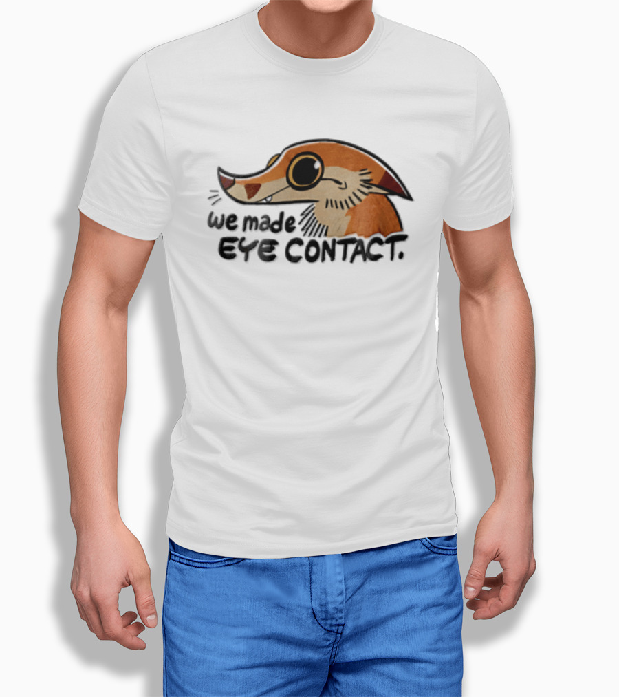 We Made EYE Contact Cartoon Orange Long Snouted Creature T-Shirt