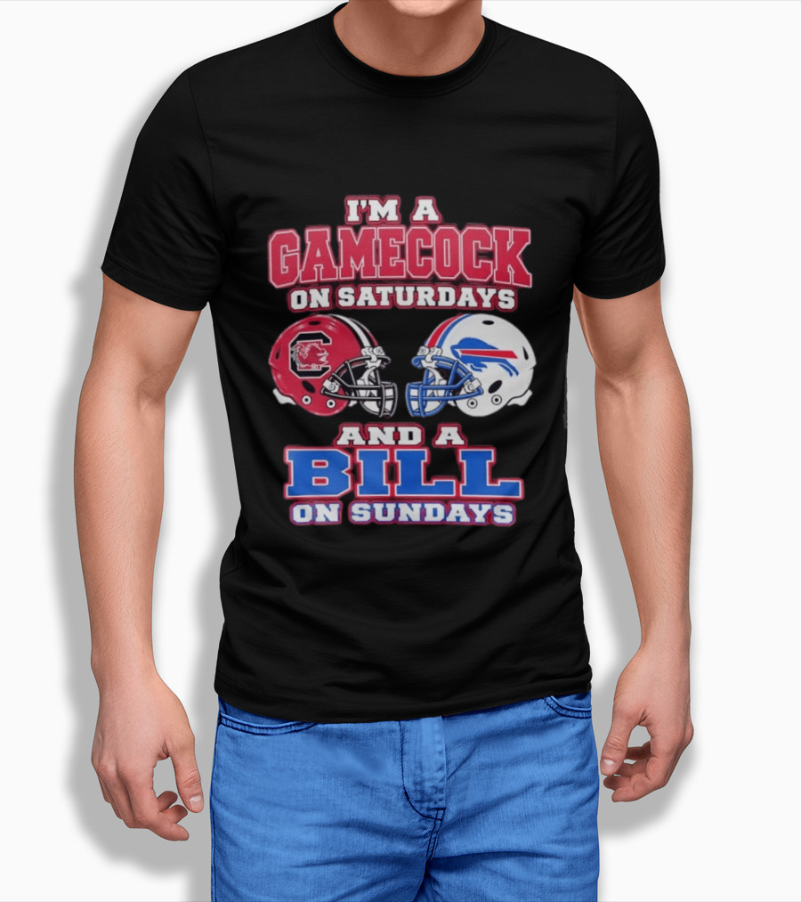I'm A Gamecock On Saturdays And A Bill On Sundays Football Helmets T-Shirt
