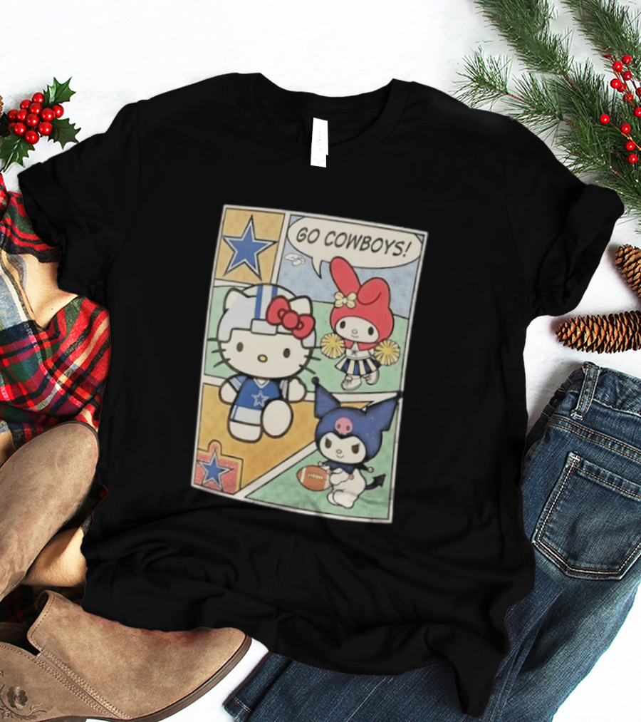 Dallas Cowboys Hello Kitty My Melody Kuromi Go Cowboys Comic T-Shirt