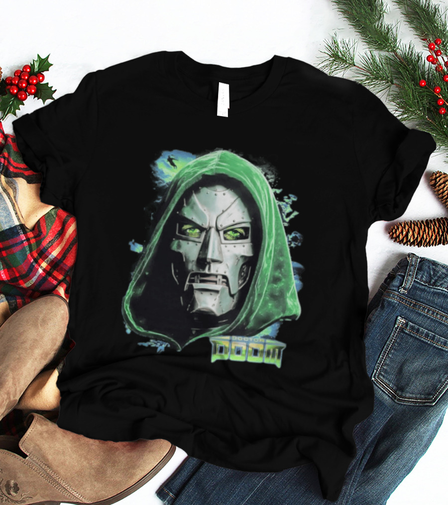 Doctor Doom Marvel Green Hooded Mask Iconic Villain T-Shirt