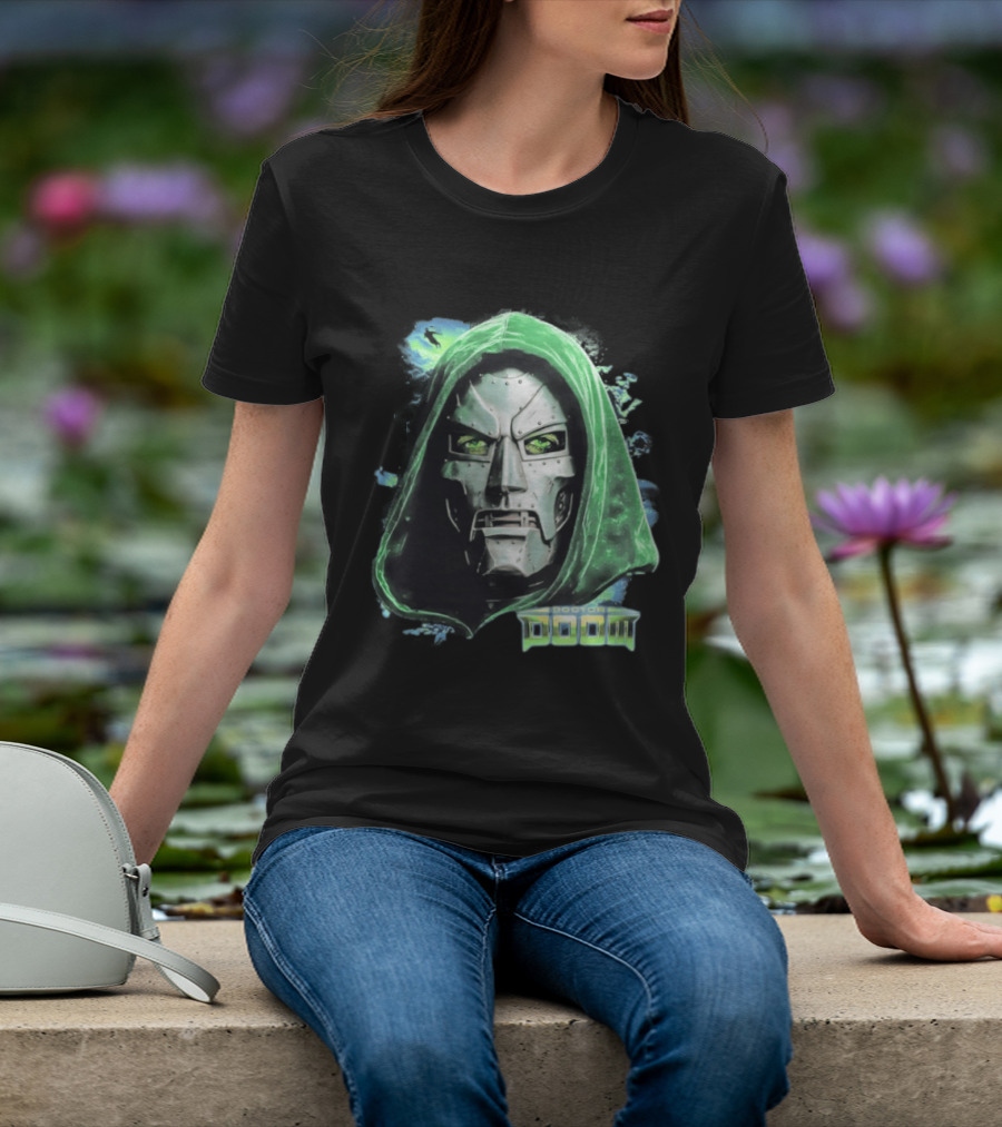 Doctor Doom Marvel Green Hooded Mask Iconic Villain T-Shirt