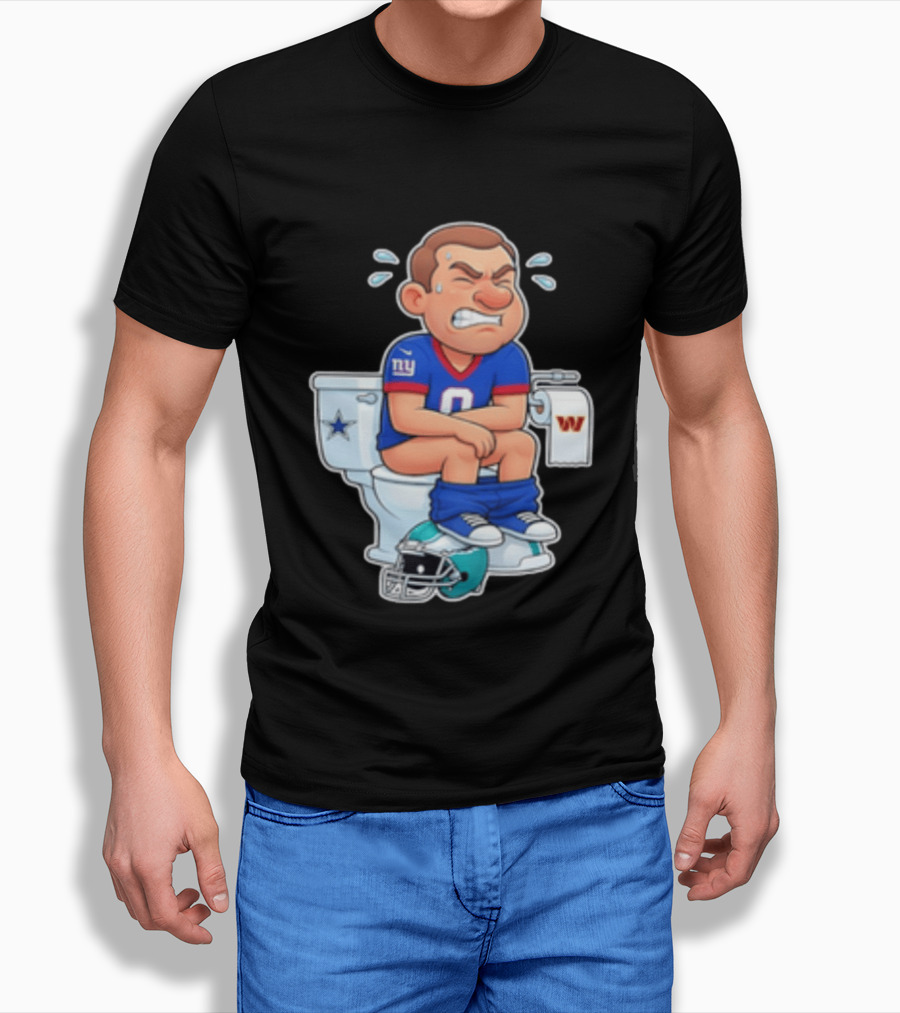 New York Giants Player Cartoon On Toilet With Football Rivalry T-Shirt