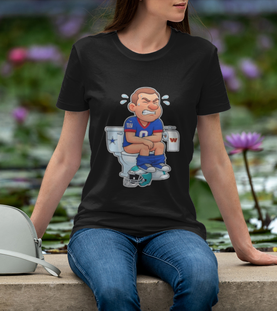 New York Giants Player Cartoon On Toilet With Football Rivalry T-Shirt