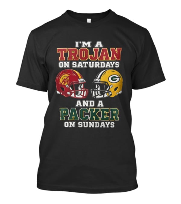 I'm A Trojan On Saturdays Packer On Sundays Football Helmets T-Shirt