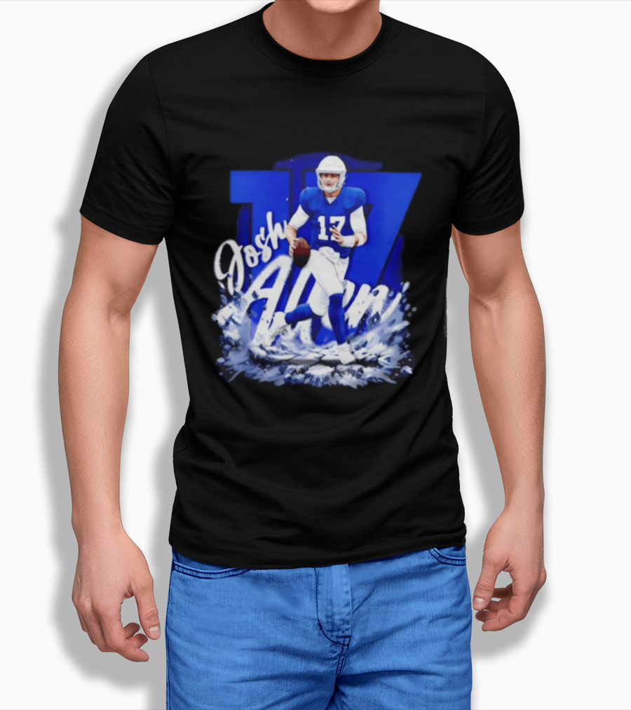 Josh Allen 17 Buffalo Bills Football Player Action T-Shirt