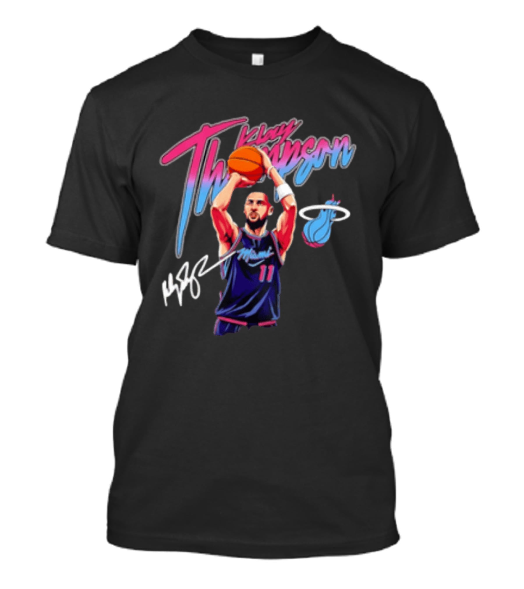 Klay Thompson Miami Heat Basketball Player Number 11 Signature T-Shirt