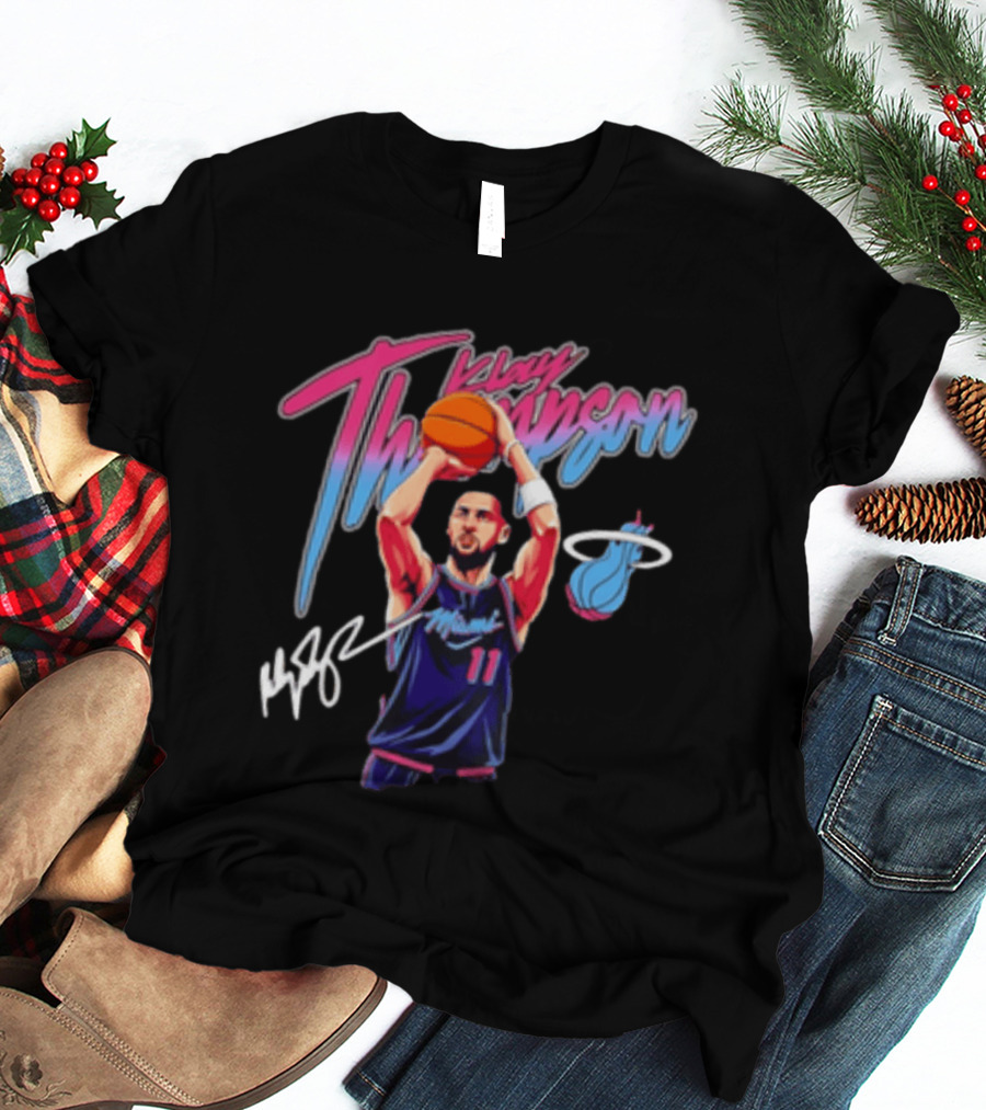 Klay Thompson Miami Heat Basketball Player Number 11 Signature T-Shirt