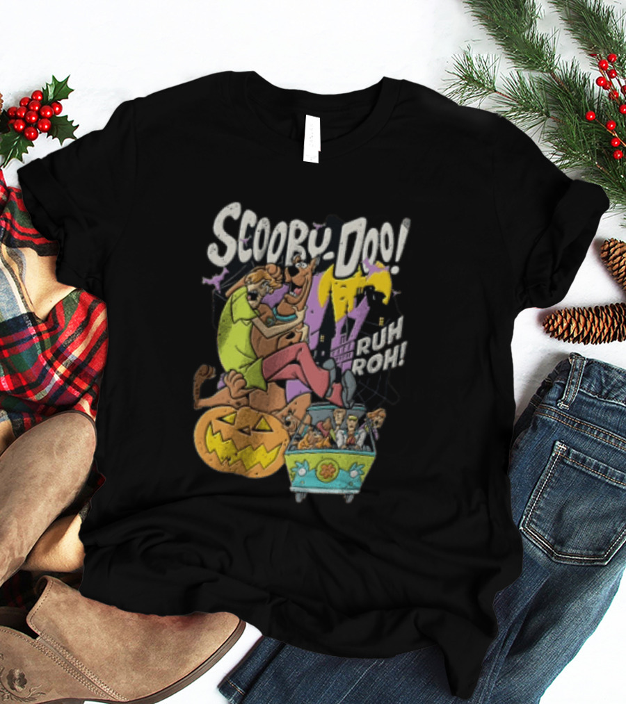 Scooby Doo Ruh Roh Shaggy Haunted House Pumpkin Mystery Machine T-Shirt