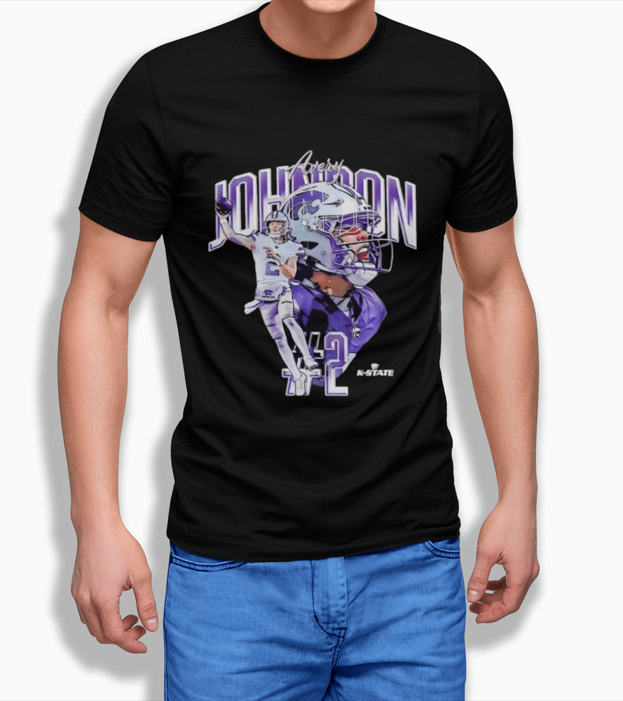 Kansas State Wildcats No 2 Avery Johnson NCAA Football Caricature K State T-Shirt