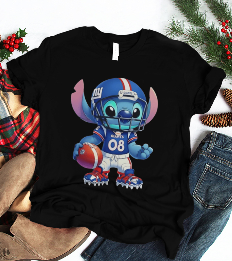 Stitch New York Giants Player Cartoon Collaboration 08 Football T-Shirt