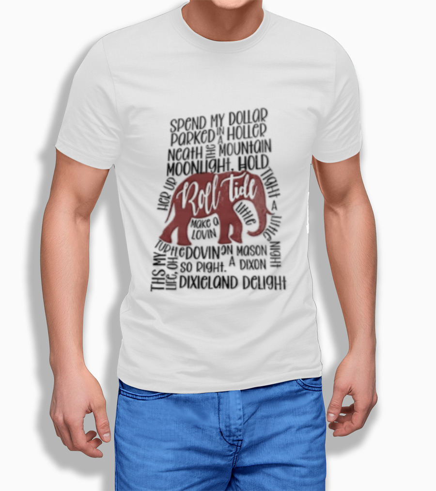 Alabama Crimson Tide Roll Tide Dixieland Delight Elephant T-Shirt