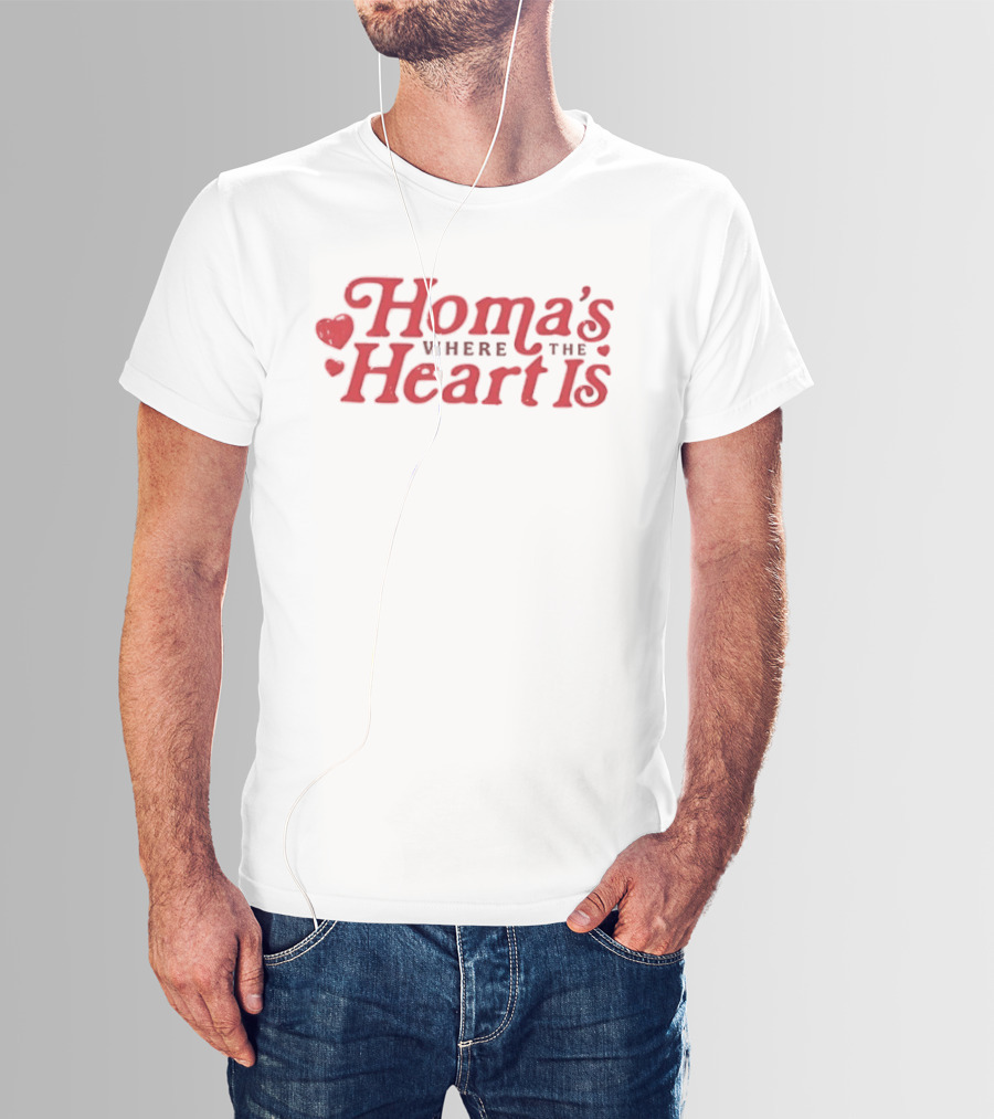 Homa's Where The Heart Is Red Text With Heart T-Shirt