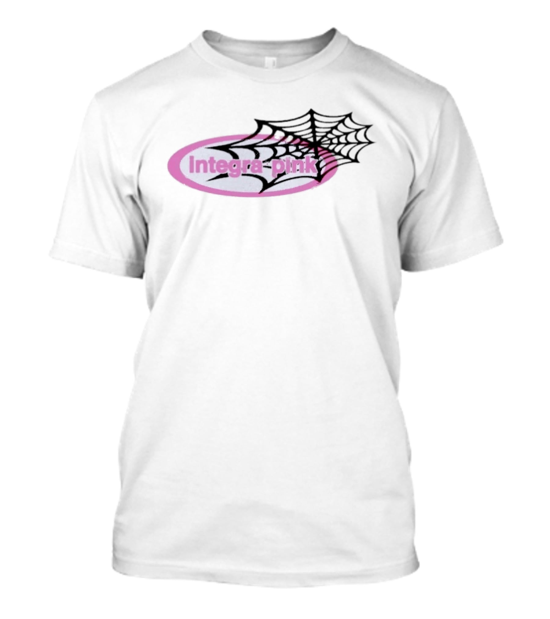 Integra Pink Oval With Black Web White T-Shirt