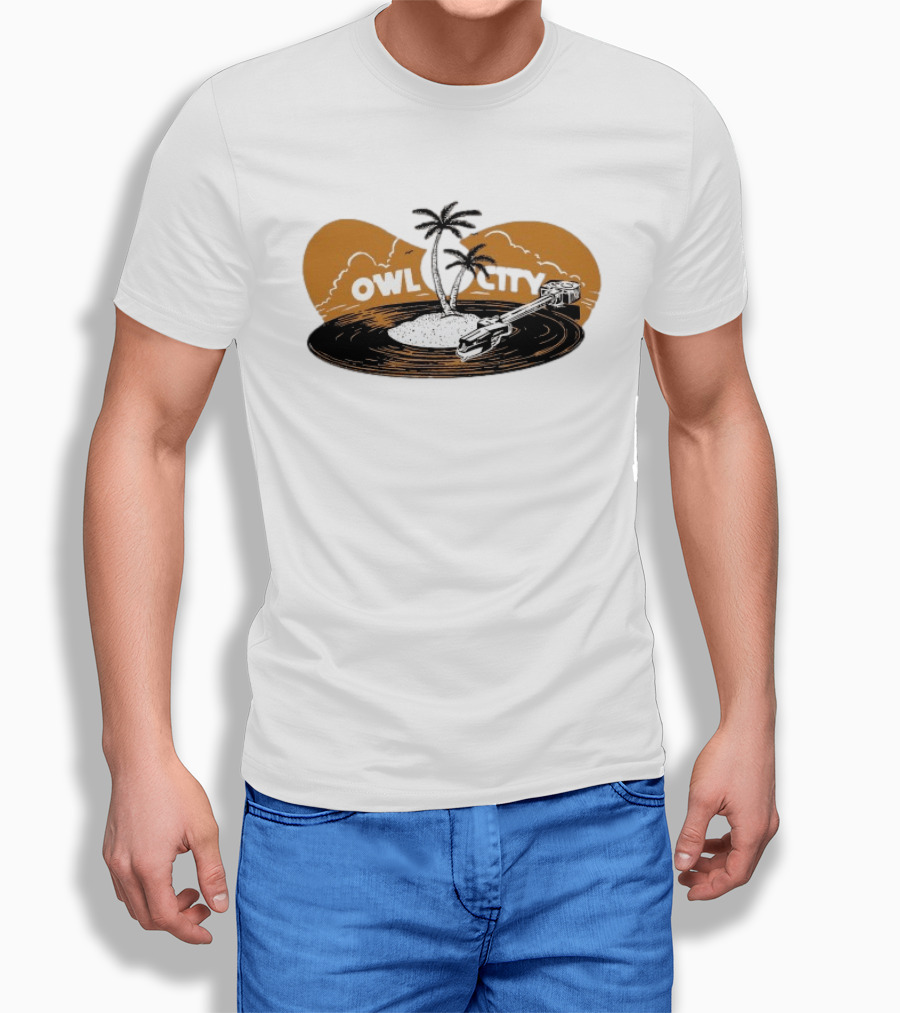 Owl City Vinyl Beach Paradise With Palm Trees T-Shirt