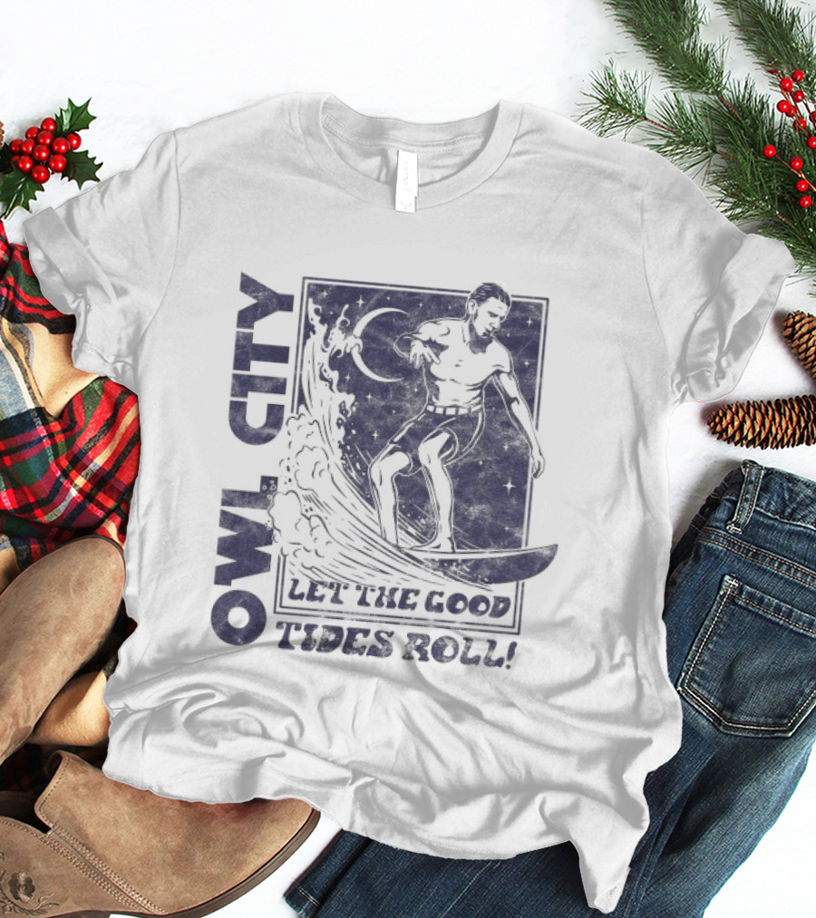Owl City Let The Good Tides Roll Surfer Wave Adventure T-Shirt
