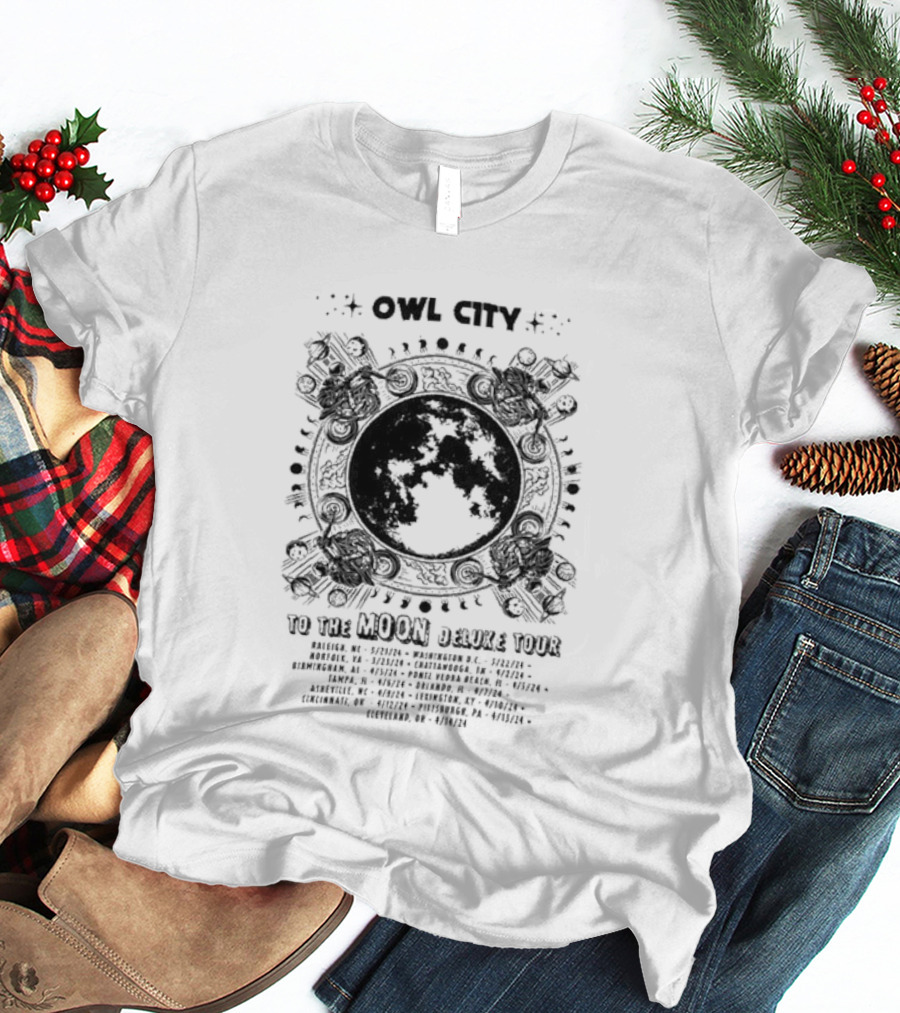 Owl City To The Moon Deluxe 2024 Concert Tour Dates And Locations T-Shirt
