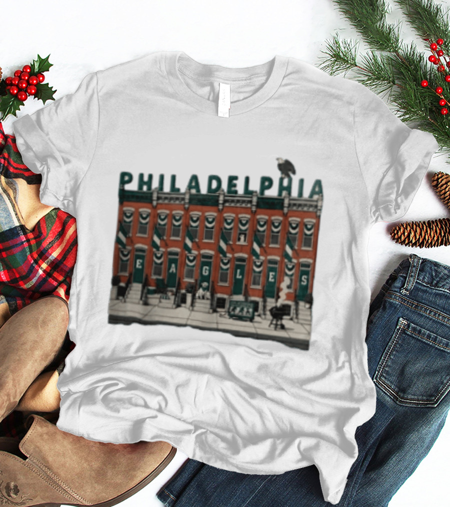 Philadelphia Eagles Birds On The Block Rowhouses T-Shirt