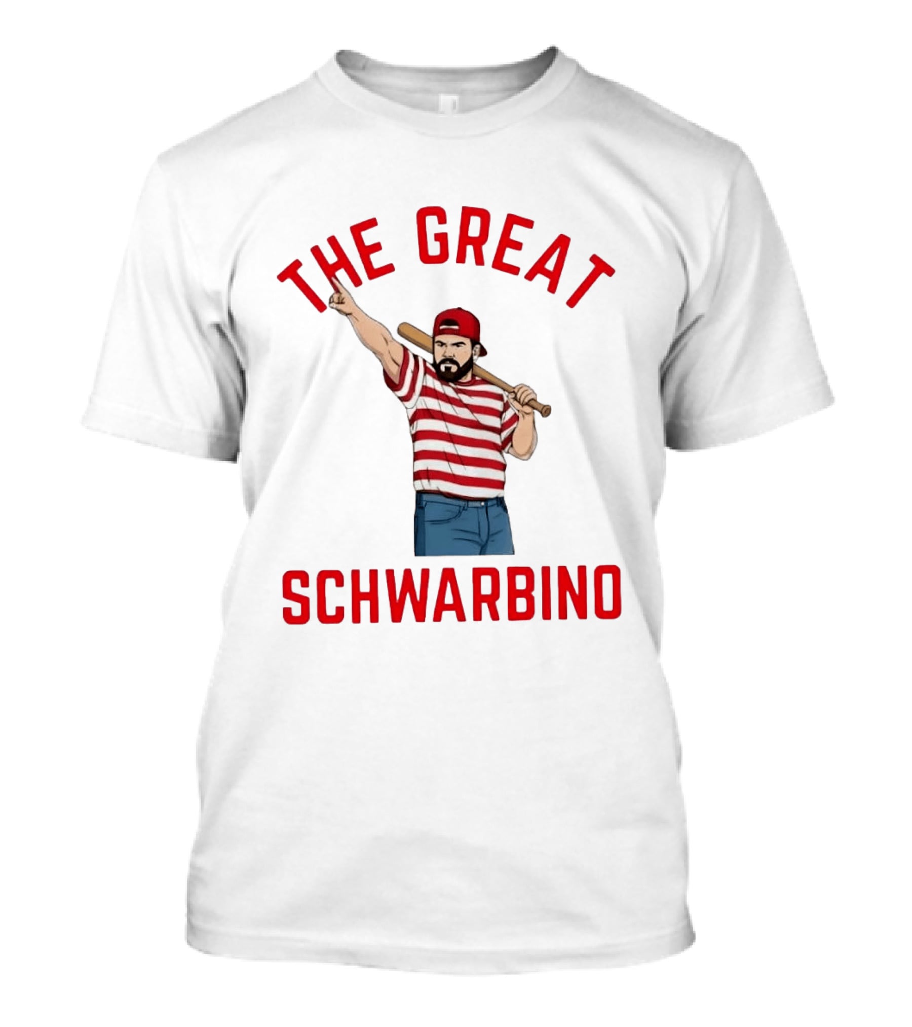 Philadelphia Phillies The Great Schwarbino Baseball Player Stripes And Bat T-Shirt