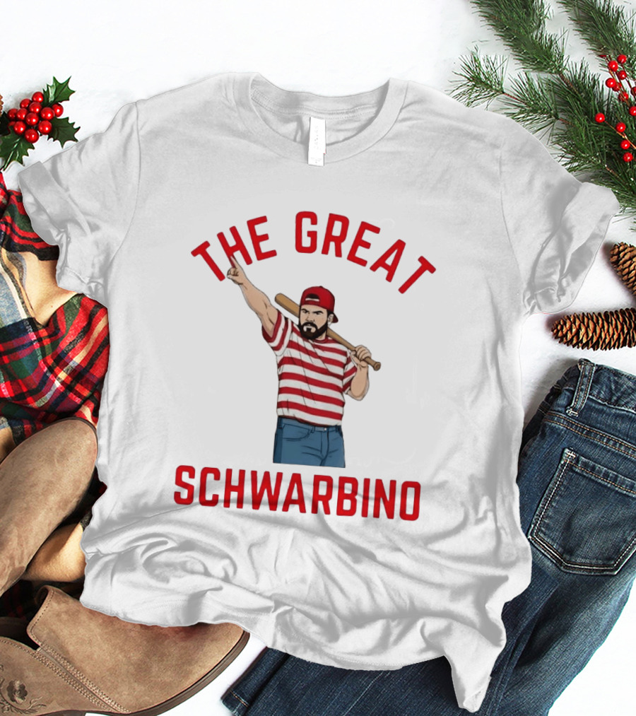Philadelphia Phillies The Great Schwarbino Baseball Player Stripes And Bat T-Shirt