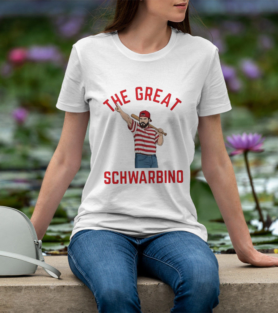 Philadelphia Phillies The Great Schwarbino Baseball Player Stripes And Bat T-Shirt