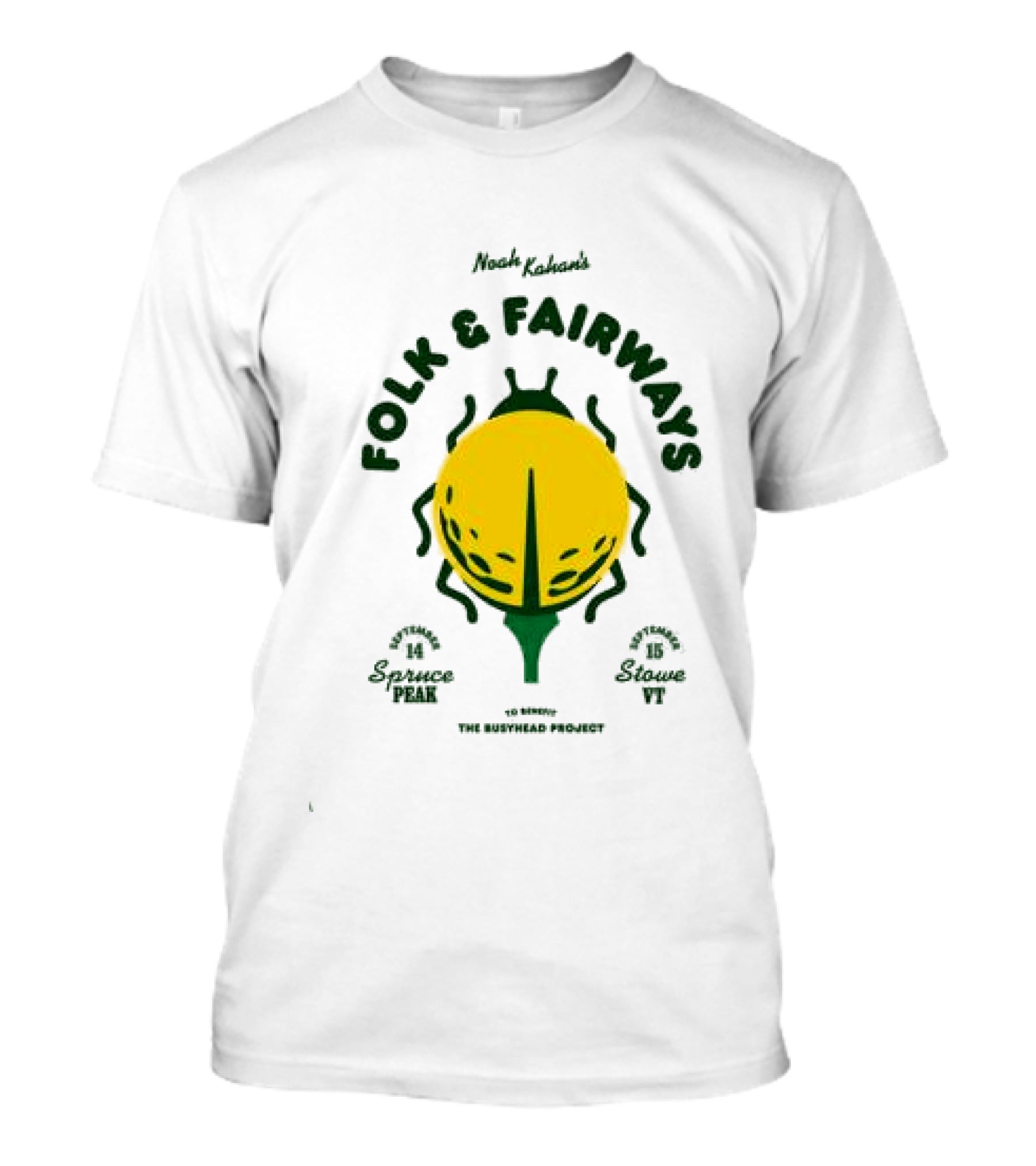 The Busyhead Project Shop 2026 Folk And Fairways Beetle Green Yellow T-Shirt