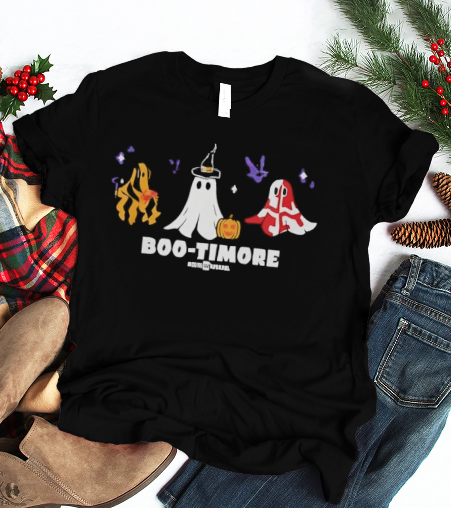 Boo Timore Halloween Ghost Crab Pumpkin Pelican Ravens Orioles T-Shirt