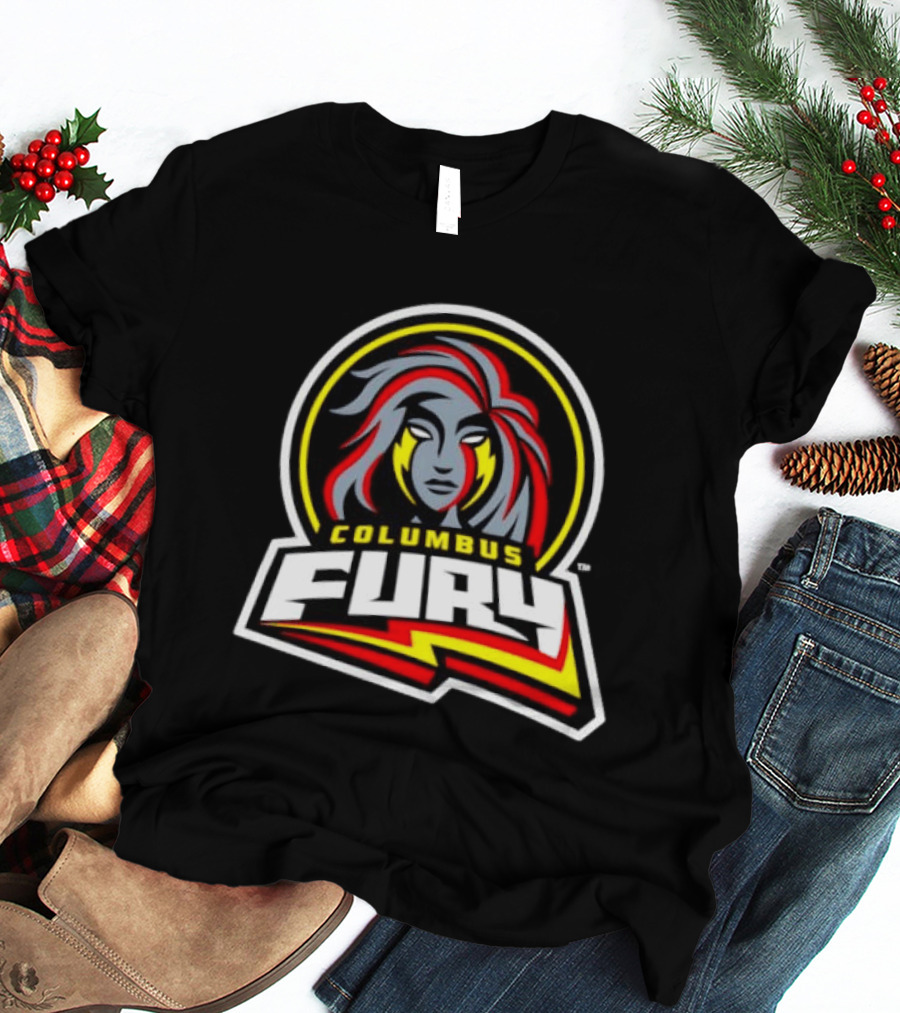 Columbus Fury Iconic Logo With Bold Red And Yellow Accents T-Shirt