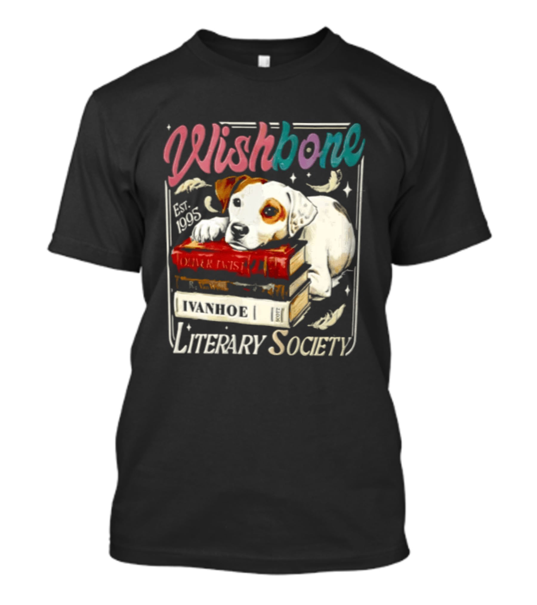 Wishbone Jack Russell Terrier Literary Society Ivanhoe Aaron Twist Books T-Shirt