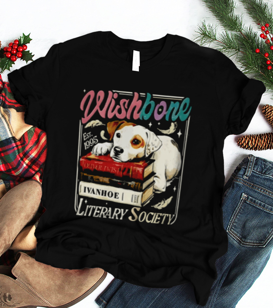 Wishbone Jack Russell Terrier Literary Society Ivanhoe Aaron Twist Books T-Shirt